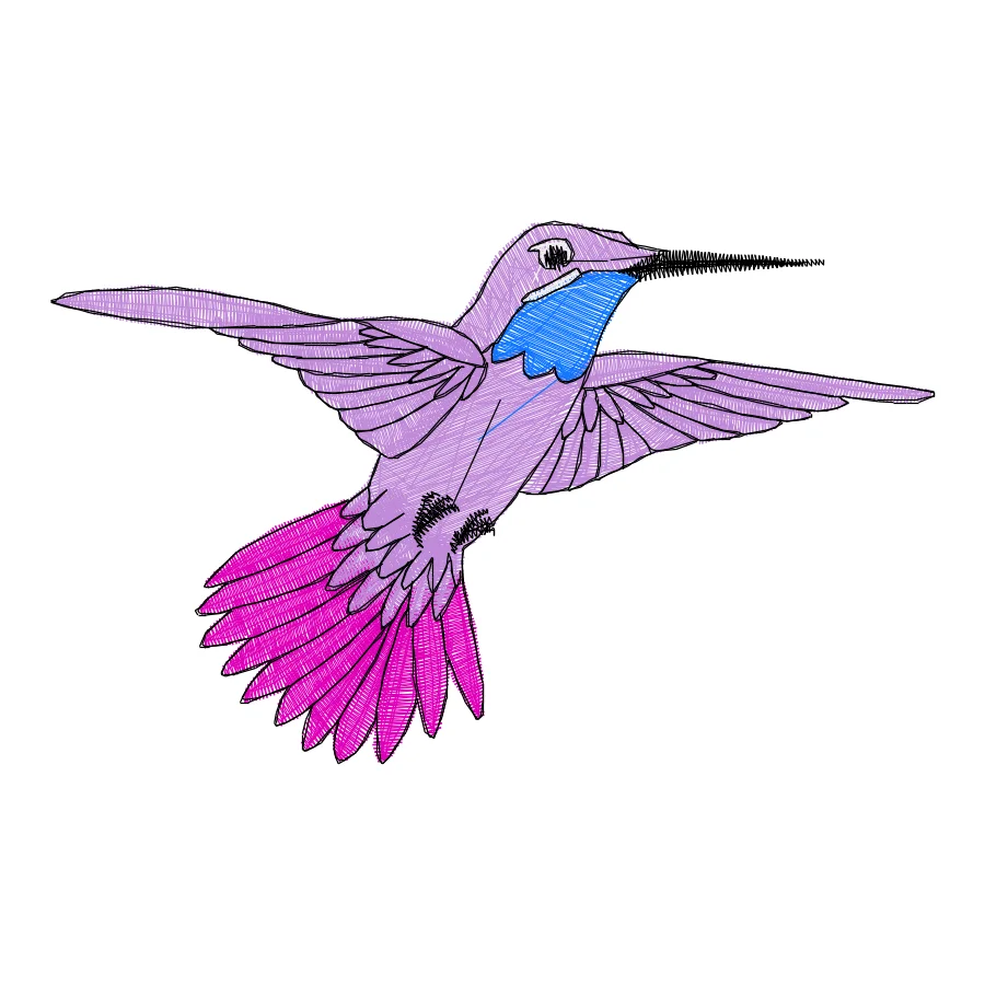 Matriz de bordado real — beija-flor colorido