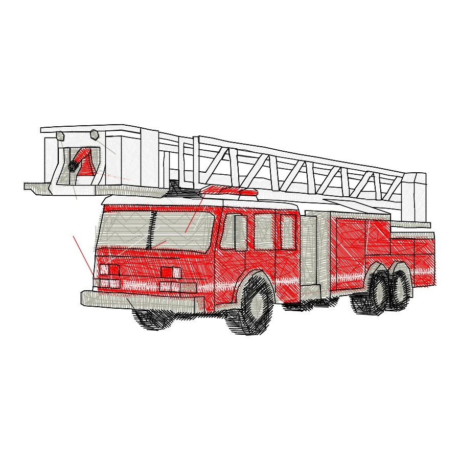 Matriz de bordado real — caminhão de bombeiro