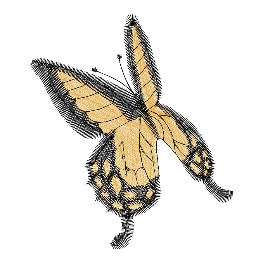 Matriz de bordado real — borboleta colorida