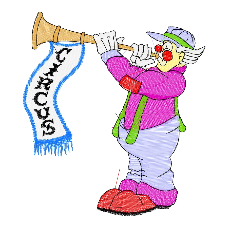 Matriz de bordado real — palhaço de circo