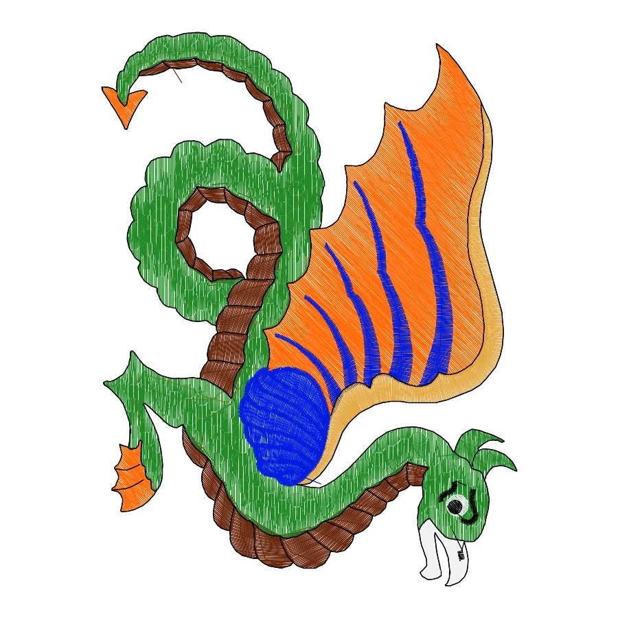 Matriz de bordado real — dragão colorido