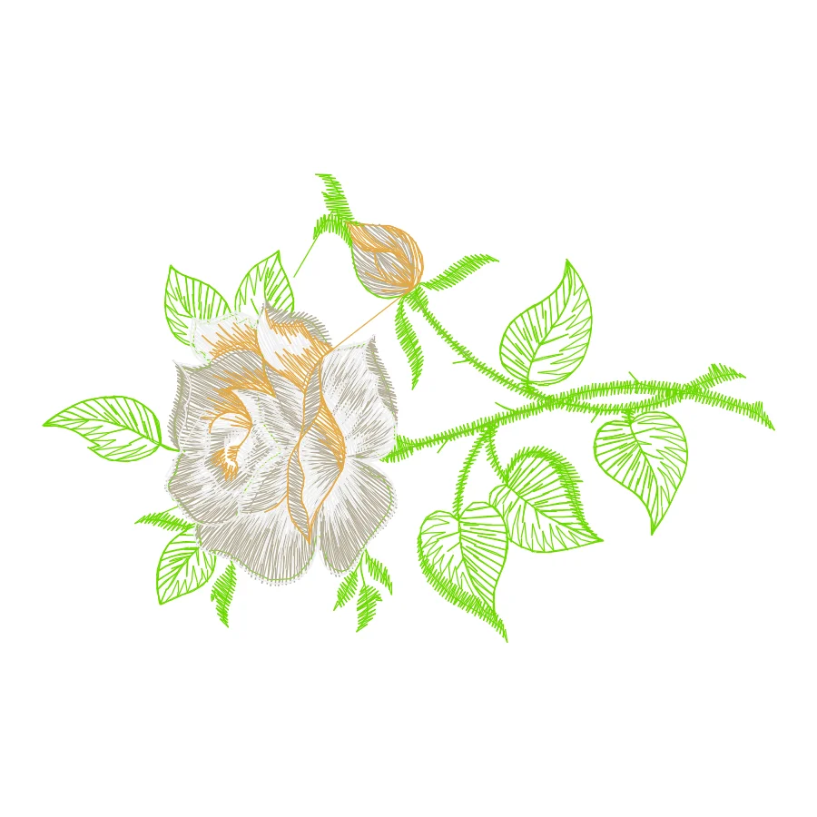 Matriz de bordado real — rosa com folhas