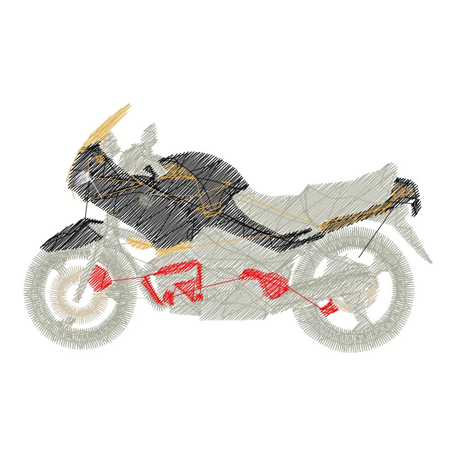 Matriz de bordado real — motocicleta