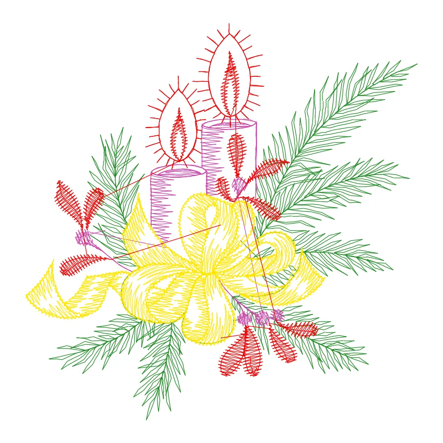 Matriz de bordado real — arranjo de Natal com velas