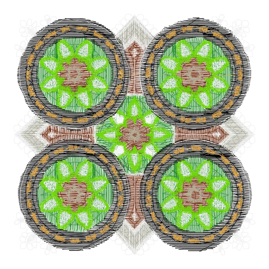 Matriz de bordado real — medalhões estilo vitoriano